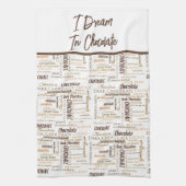 チョコレートのアーモンドとダークチョコレートのワードクラウド キッチンタオル (縦)