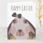 チョコレートのイースターエッグとウサギの人参 カード (黄色い花)