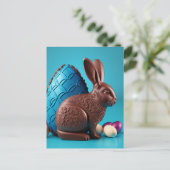 チョコレートのイースターバニーと卵はがき ポストカード (スタンド正面)