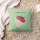 チョコレートのカバーされたイチゴのパーソナライズ名 クッション (ブランケット)