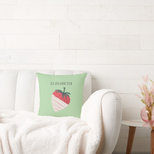 チョコレートのカバーされたイチゴのパーソナライズ名 クッション (ソファ)