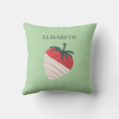 チョコレートのカバーされたイチゴのパーソナライズ名 クッション (裏面)