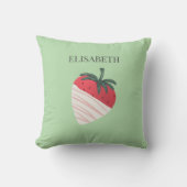 チョコレートのカバーされたイチゴのパーソナライズ名 クッション (正面)