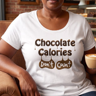チョコレートのカロリーはカウントしない   ダイエットユーモア プラスサイズTシャツ