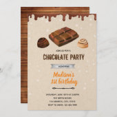 チョコレートのキャンディをテーマにしたシャワー招待状 招待状 (正面/裏面)