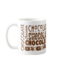 チョコレートのタイポグラフィーアートのコーヒーマグ