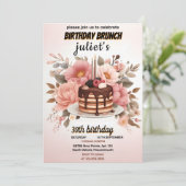 チョコレートのパンケーキ大人ピンクのブランチ30th誕生日 招待状 (スタンド正面)