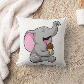 チョコレートのワッフルアイスクリームを添えた象 クッション (ブランケット)