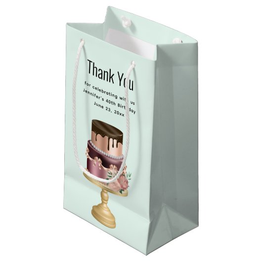 チョコレートの垂れとローズゴールドのケーキ 誰にでも スモールペーパーバッグ (正面アングル)