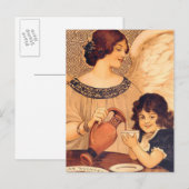 チョコレートの天使 フランス アンティーク インビテーションポストカード (正面/裏面)