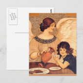 チョコレートの天使 フランス アンティーク ポストカード (正面/裏面)