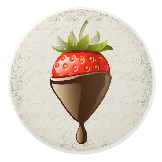 チョコレートの引き出し引き出しのデカダンなイチゴ セラミックノブ (正面)