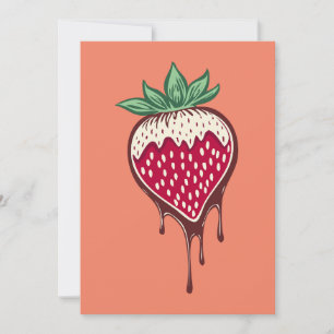 チョコレートの招待状に浸したイチゴ 招待状