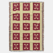 チョコレートの正方形とクリームのキャラメル色のパターン スローブランケット (正面縦)