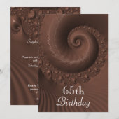 チョコレートの波と渦 65歳の誕生日 招待状 (正面/裏面)