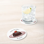 チョコレートの溶岩ケーキの漫画イラスト ラウンドペーパーコースター (インサイチュ)