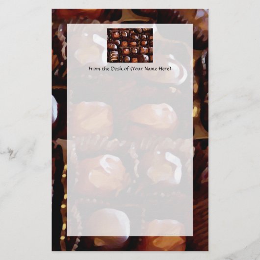 チョコレートの箱、心をそそるチョコレート・キャンディ 便箋 (正面)