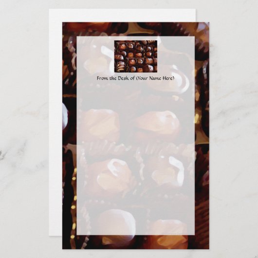 チョコレートの箱、心をそそるチョコレート・キャンディ 便箋 (正面/裏面)
