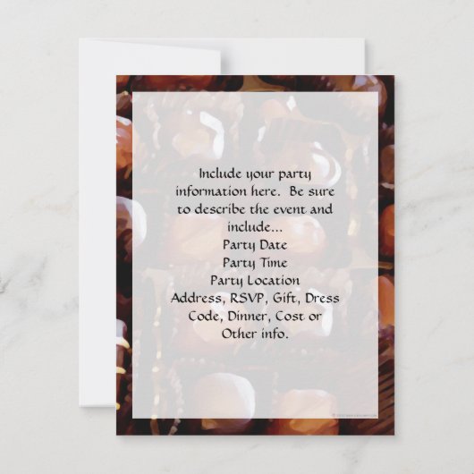 チョコレートの箱,魅力的なチョコレートキャンディ 招待状 (裏面)