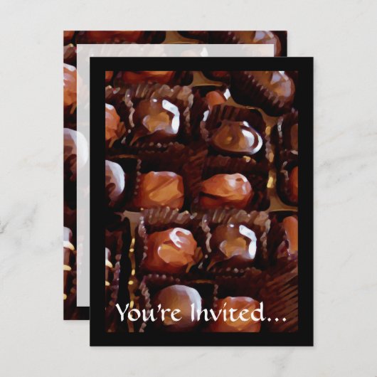 チョコレートの箱,魅力的なチョコレートキャンディ 招待状 (正面/裏面)
