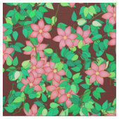 チョコレートの背景にピンク色の花 ファブリック (クローズアップ)