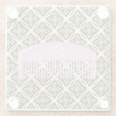 チョコレートの背景にラベンダーコーム ガラスコースター (裏面)