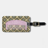 チョコレートの背景にラベンダーコーム ラゲッジタグ (正面横)