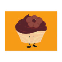 チョコレートの花で笑顔のカップケーキつや消し