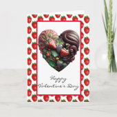 チョコレートの苺のハートバレンタインデー カード (正面)