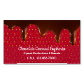 チョコレートの覆いになったイチゴ マグネット名刺 (正面)