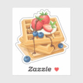 チョコレートの霧雨でベリートッピングのワッフル シール (シート)