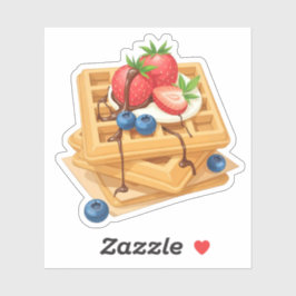 チョコレートの霧雨でベリートッピングのワッフル シール