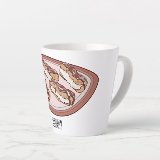 チョコレートのeclair漫画イラストレーション カフェラテマグ (右アングル)