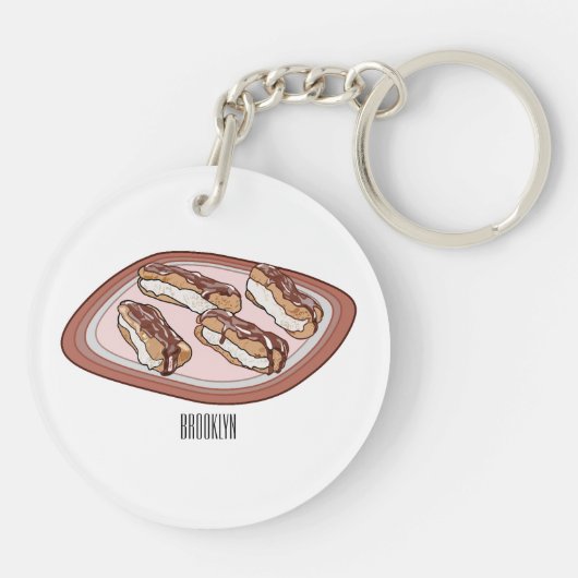 チョコレートのeclair漫画イラストレーション キーホルダー (裏面)