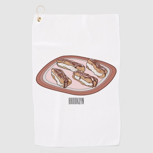 チョコレートのeclair漫画イラストレーション ゴルフタオル (正面)