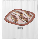 チョコレートのeclair漫画イラストレーション シャワーカーテン (正面)