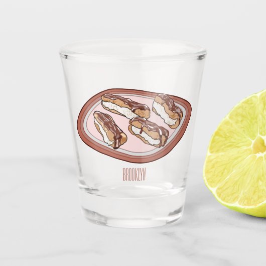 チョコレートのeclair漫画イラストレーション ショットグラス (正面)