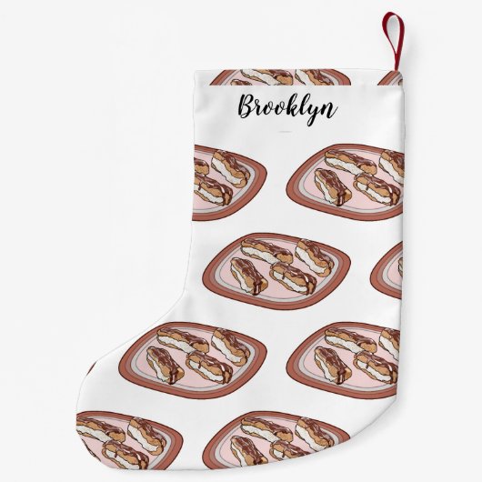 チョコレートのeclair漫画イラストレーション スモールクリスマスストッキング (裏面)