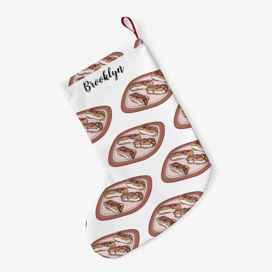 チョコレートのeclair漫画イラストレーション スモールクリスマスストッキング (裏面 (吊り時))