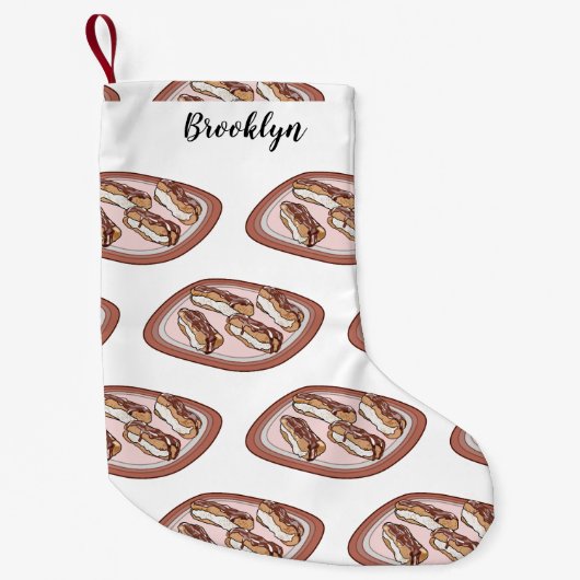 チョコレートのeclair漫画イラストレーション スモールクリスマスストッキング (正面)