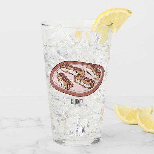 チョコレートのeclair漫画イラストレーション タンブラーグラス (アイス裏面)