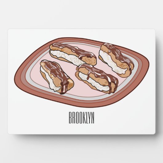 チョコレートのeclair漫画イラストレーション フォトプラーク (正面)