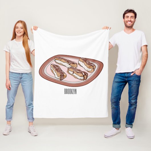 チョコレートのeclair漫画イラストレーション フリースブランケット (インサイチュ)