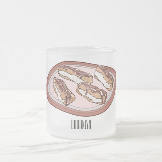 チョコレートのeclair漫画イラストレーション フロストグラスマグカップ (中央)