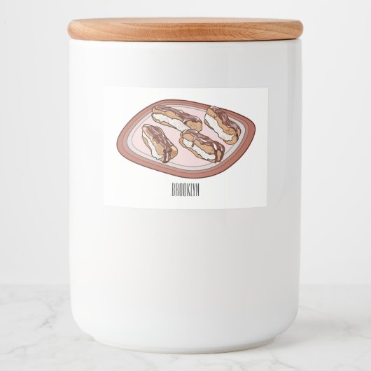 チョコレートのeclair漫画イラストレーション フードラベル (正面)