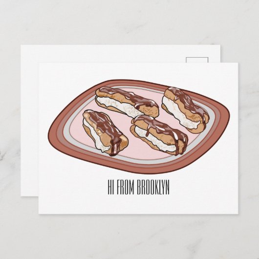 チョコレートのeclair漫画イラストレーション ポストカード (正面/裏面)