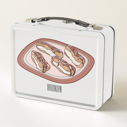 チョコレートのeclair漫画イラストレーション メタルランチボックス (裏面)