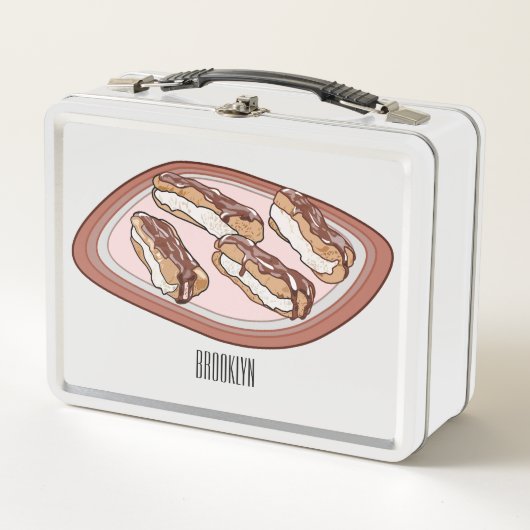 チョコレートのeclair漫画イラストレーション メタルランチボックス (正面)