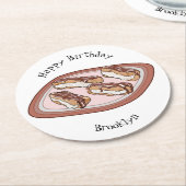 チョコレートのeclair漫画イラストレーション ラウンドペーパーコースター (アングル)