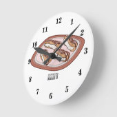 チョコレートのeclair漫画イラストレーション ラウンド壁時計 (傾斜)